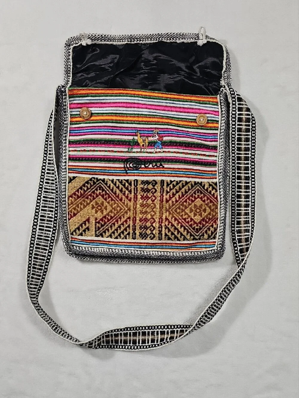 Source Unknown Multicolor Striped Ethnic Crossbody Bag